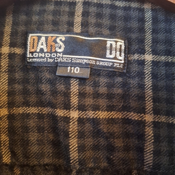 Daks London Mens Wool Blend Button Down Flannel Black/Tan/Gray Size 110 M/L - Picture 2 of 8